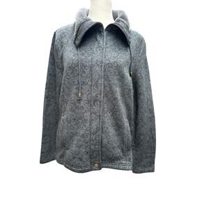 Laura Scott‎ Women’s Zip Up Sweater Size Large Petite Gray Knit Jacket